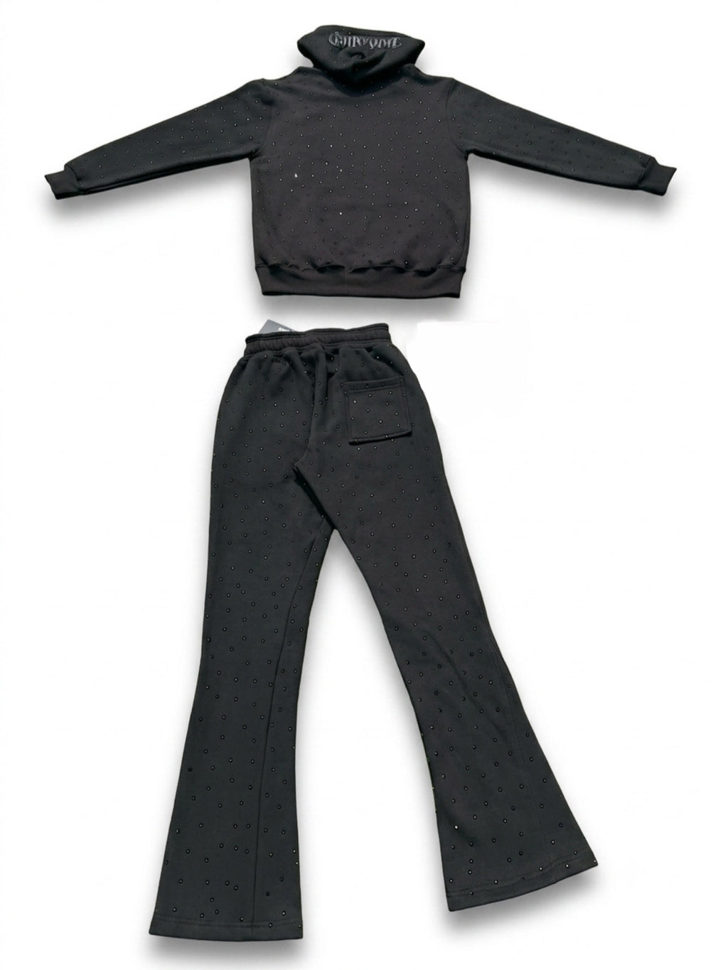 UNDENIED Black Rhinestone Flare Set