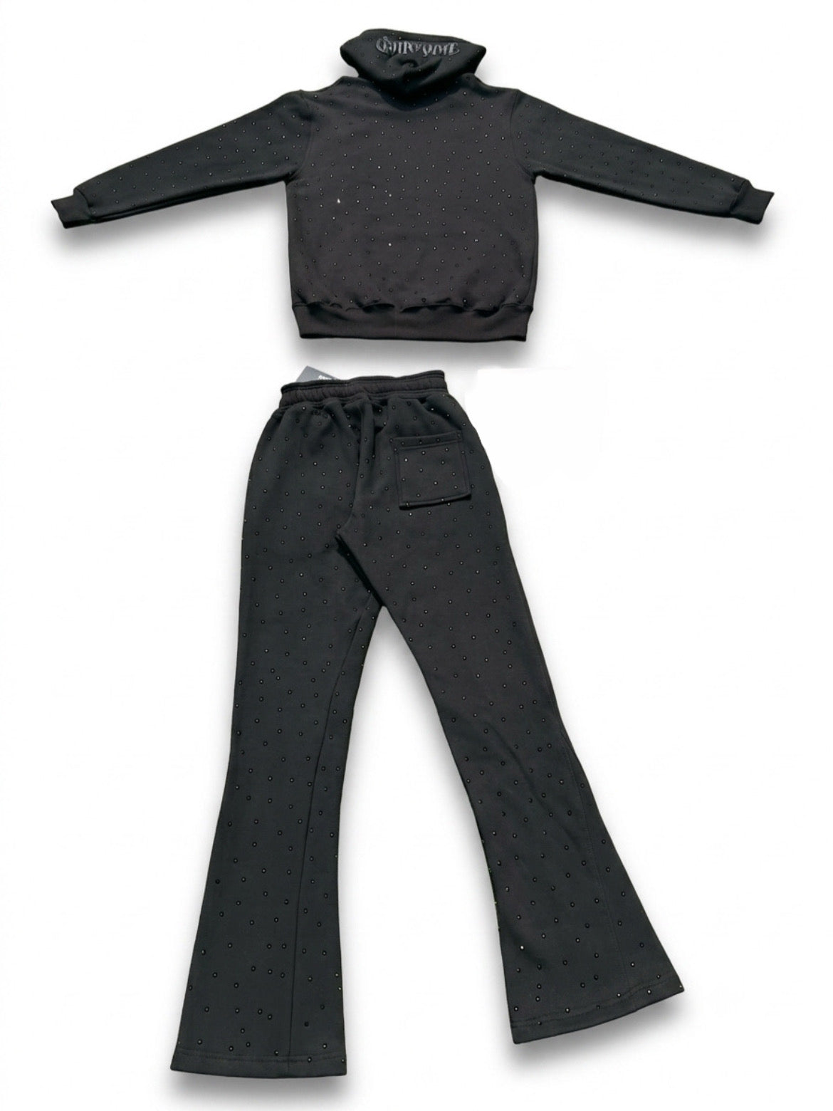 UNDENIED Black Rhinestone Flare Set