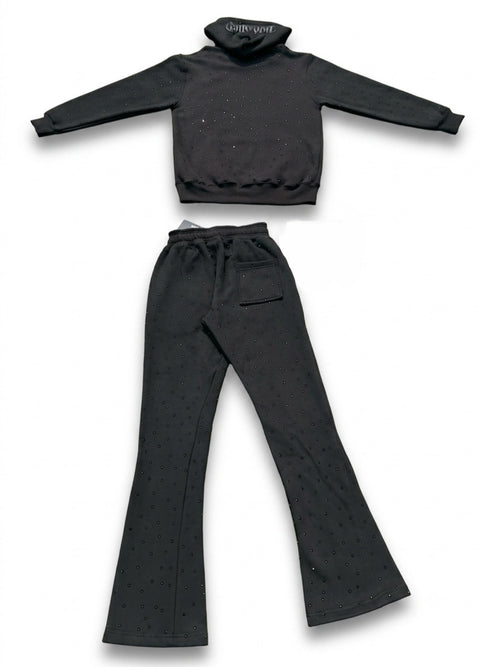 UNDENIED Black Rhinestone Flare Set